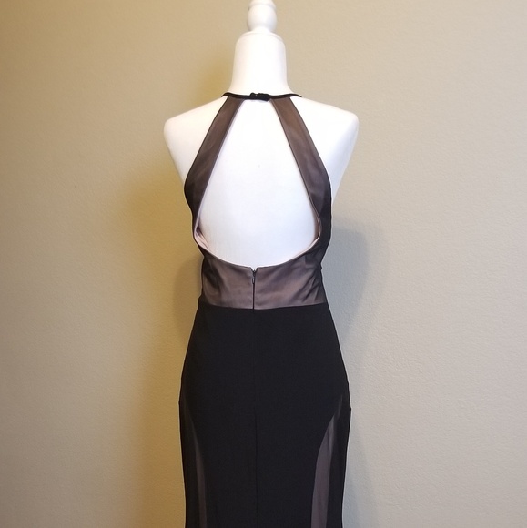 Nightway Formal Black and Nude Gown - Picture 3 of 8